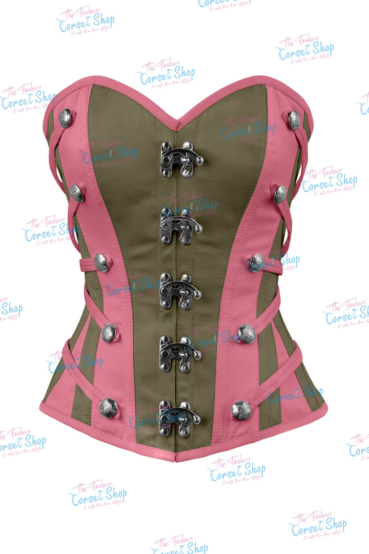 Maggie Satin Overbust Corset With Buckles