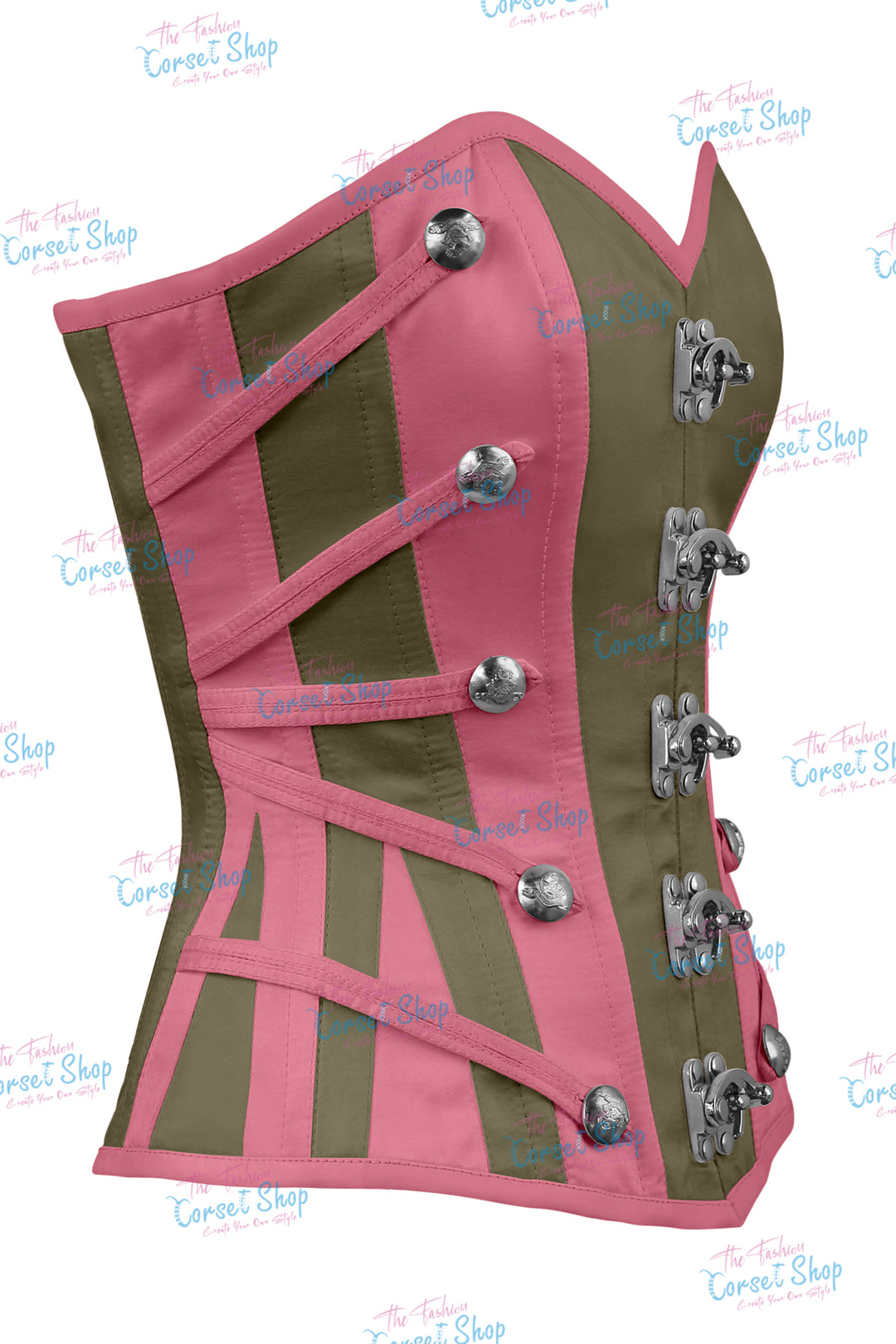Maggie Satin Overbust Corset With Buckles