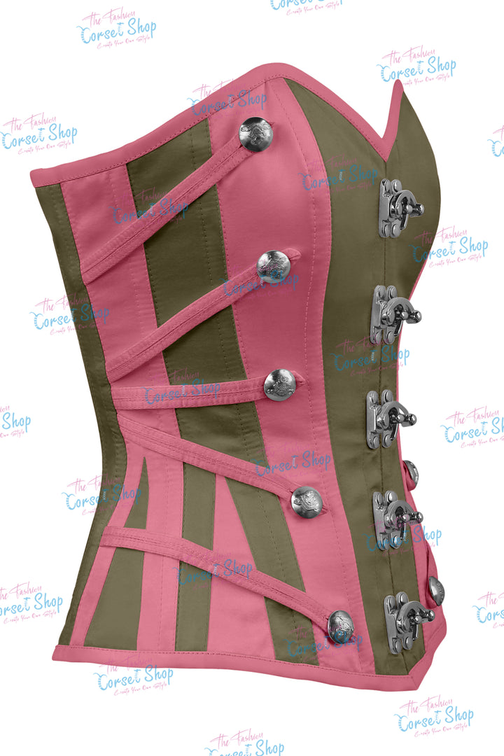 Maggie Satin Overbust Corset With Buckles