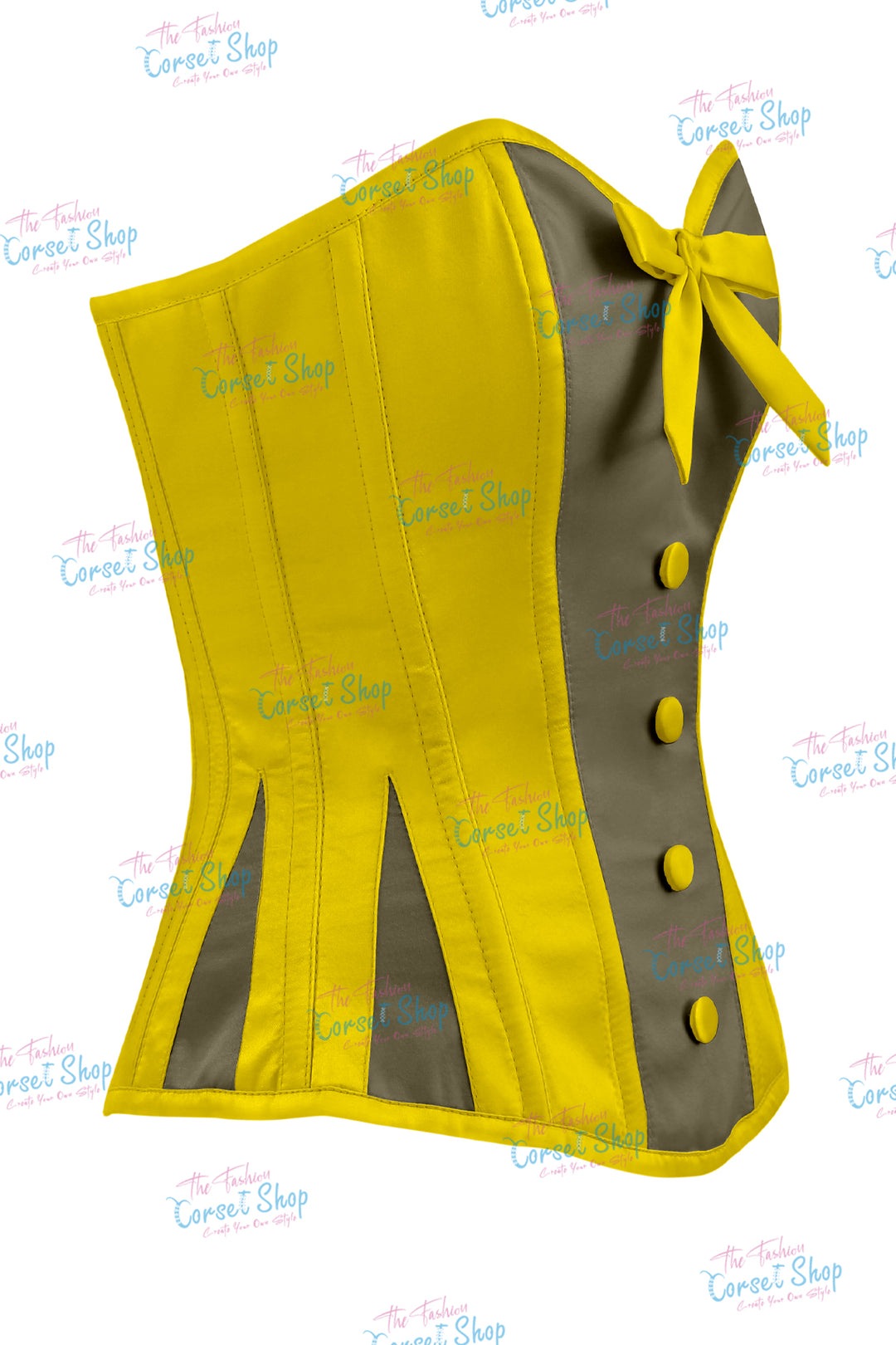 Elise Satin Steel Boned Overbust Corset With Bow