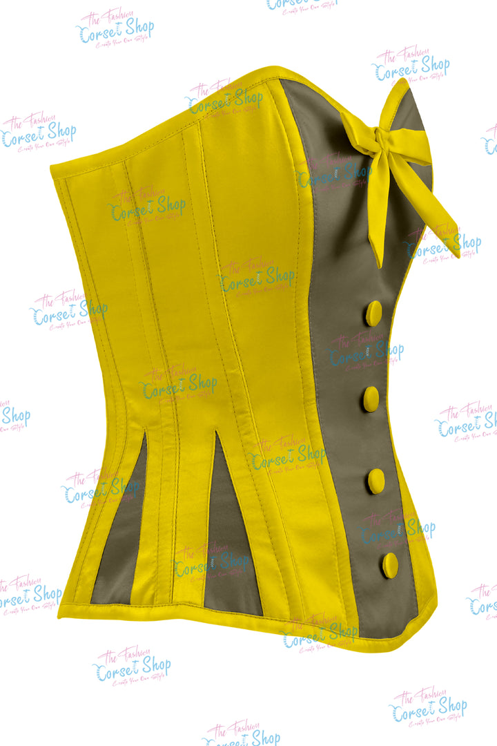 Elise Satin Steel Boned Overbust Corset With Bow