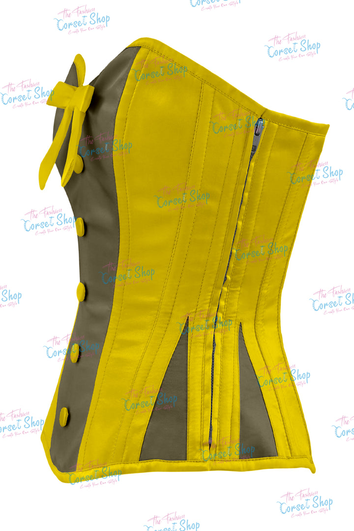 Elise Satin Steel Boned Overbust Corset With Bow
