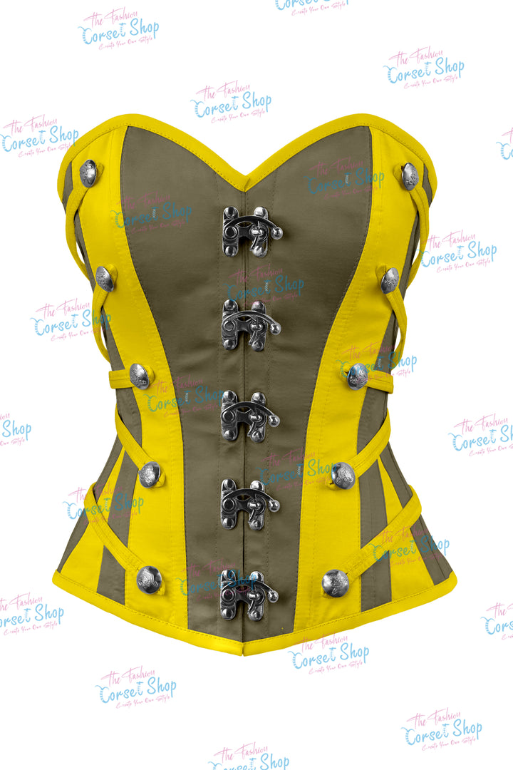 Maggie Satin Overbust Corset With Buckles