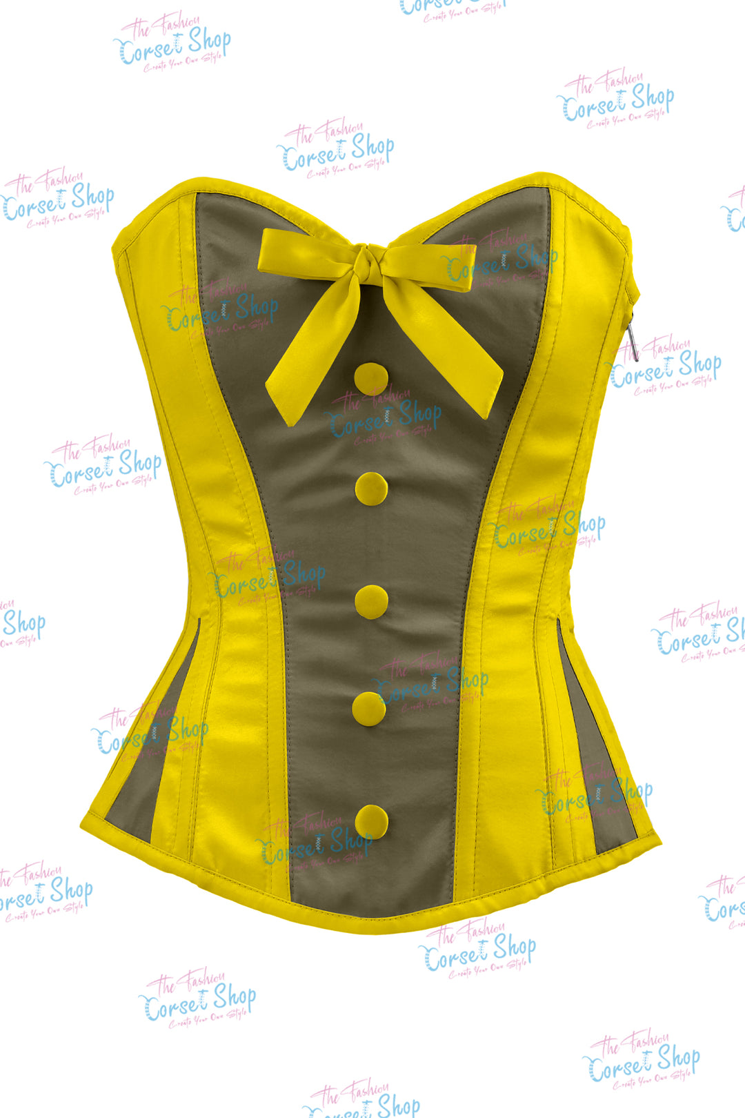 Elise Satin Steel Boned Overbust Corset With Bow