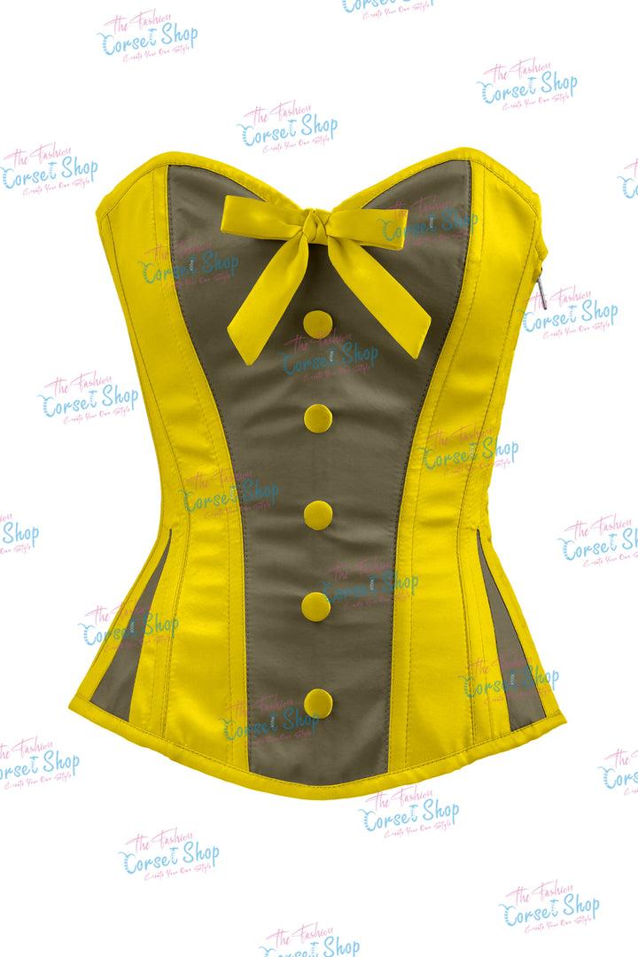 Elise Satin Steel Boned Overbust Corset With Bow