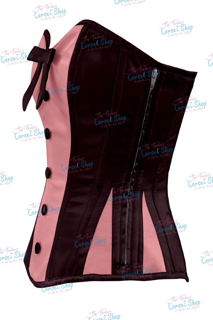 Sheryl Satin Steel Boned Overbust Corset With Bow