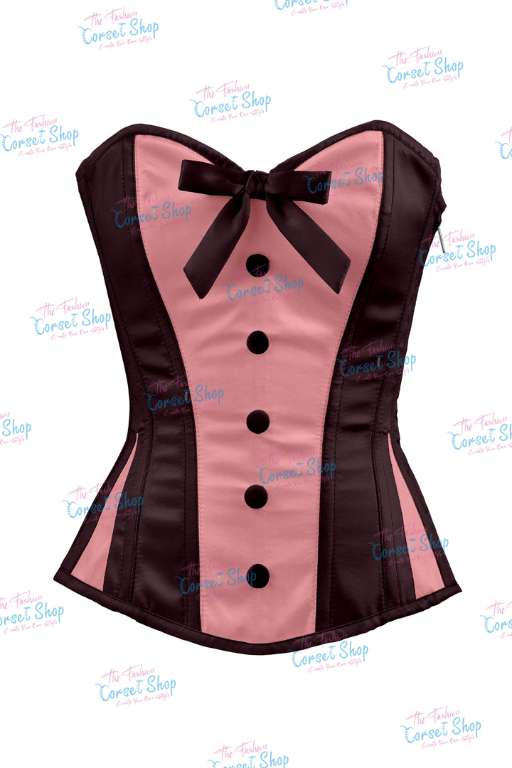 Sheryl Satin Steel Boned Overbust Corset With Bow