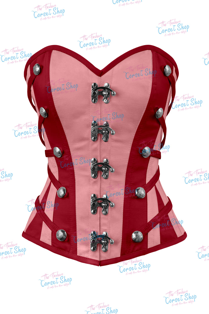 Maggie Satin Overbust Corset With Buckles