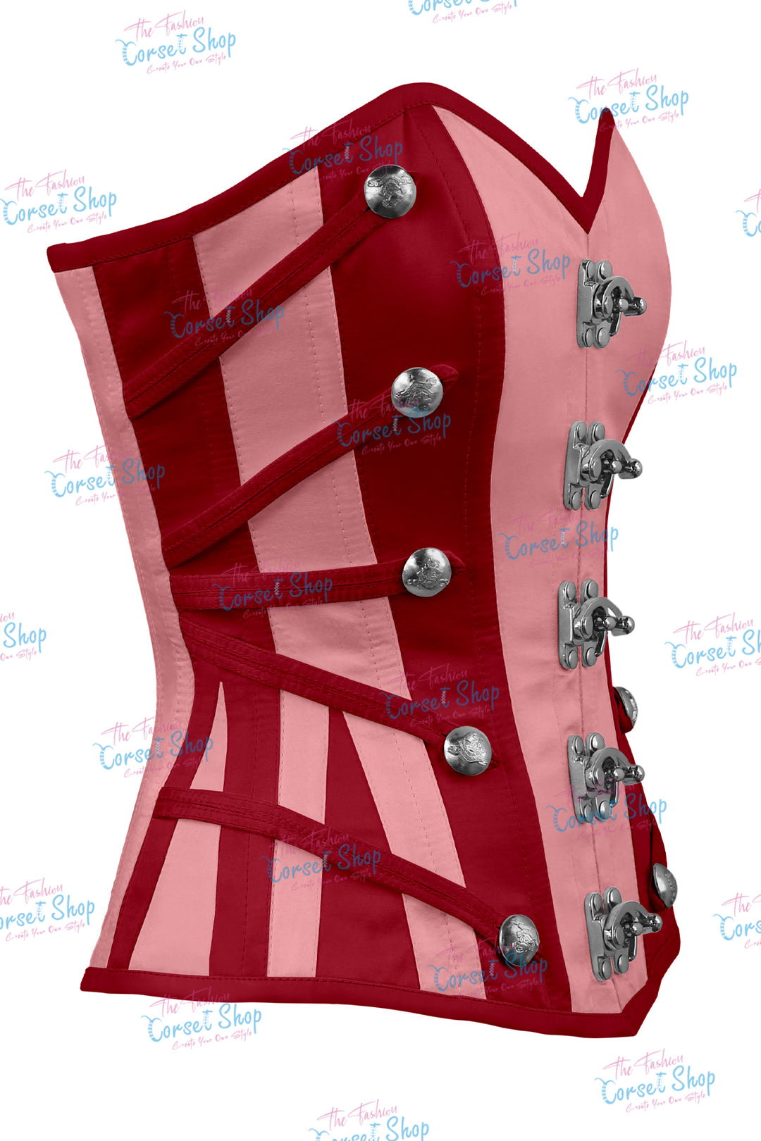 Maggie Satin Overbust Corset With Buckles