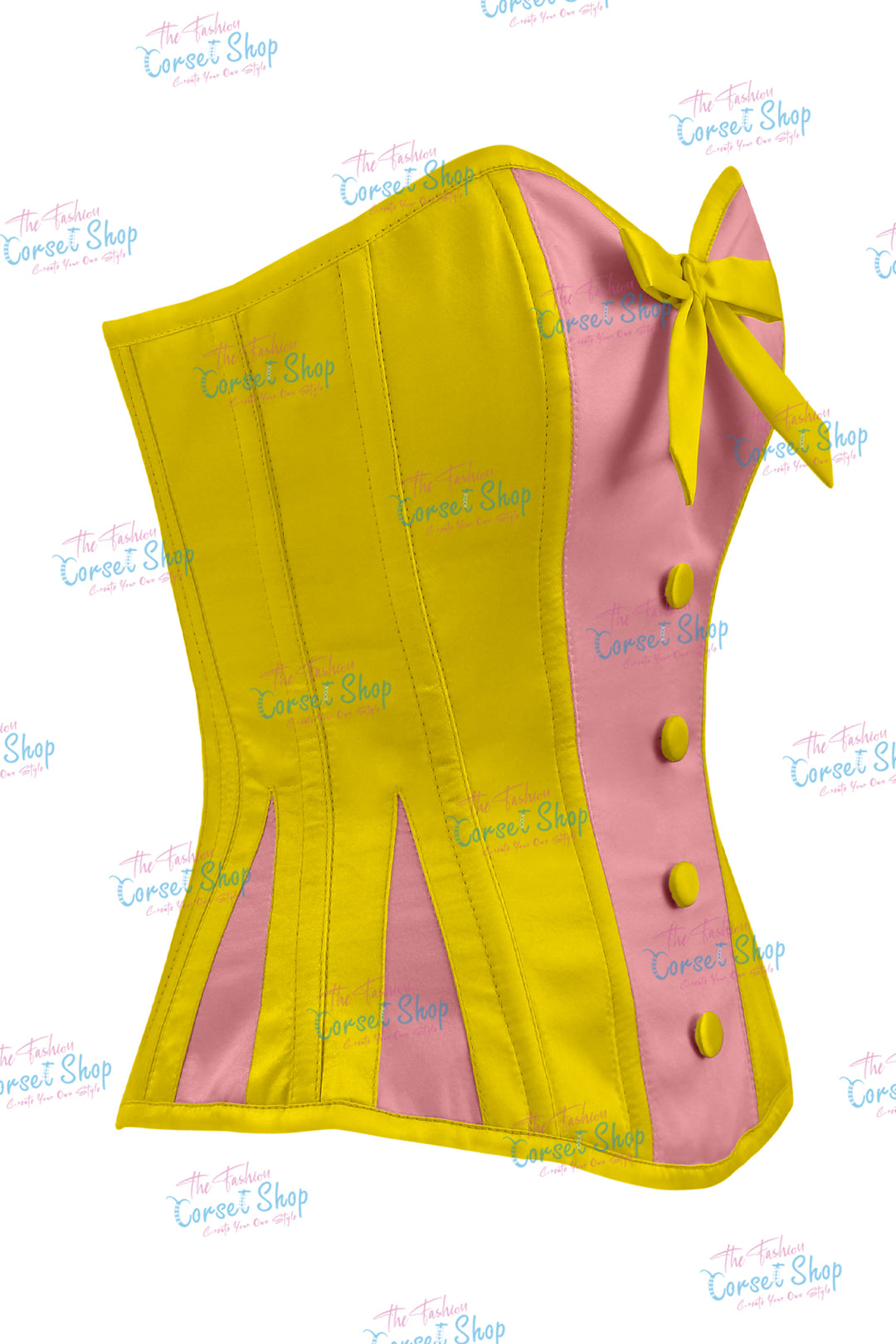 Elise Satin Steel Boned Overbust Corset With Bow
