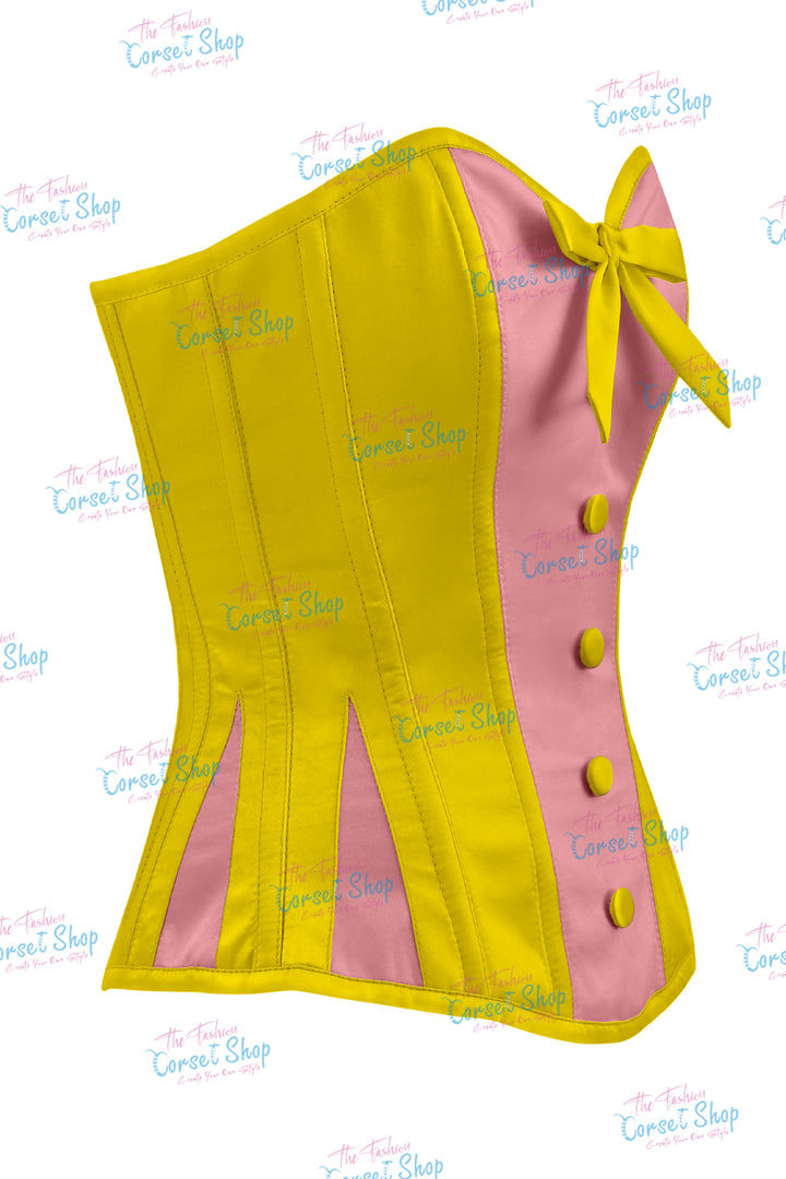 Elise Satin Steel Boned Overbust Corset With Bow