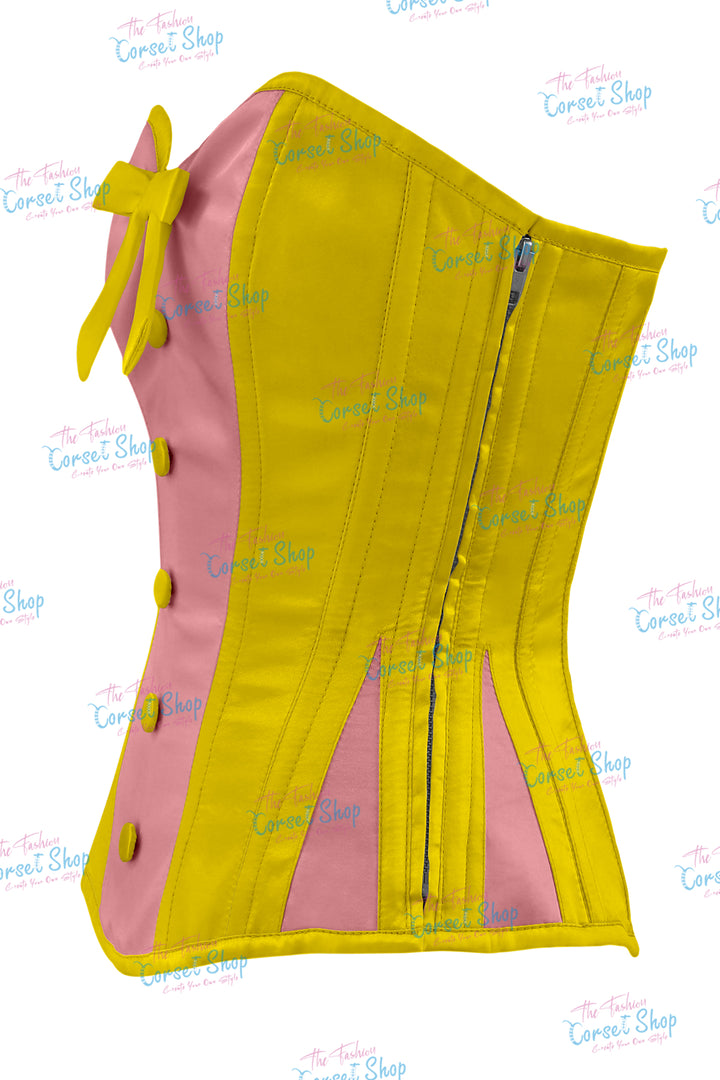Elise Satin Steel Boned Overbust Corset With Bow