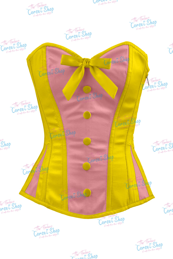 Elise Satin Steel Boned Overbust Corset With Bow