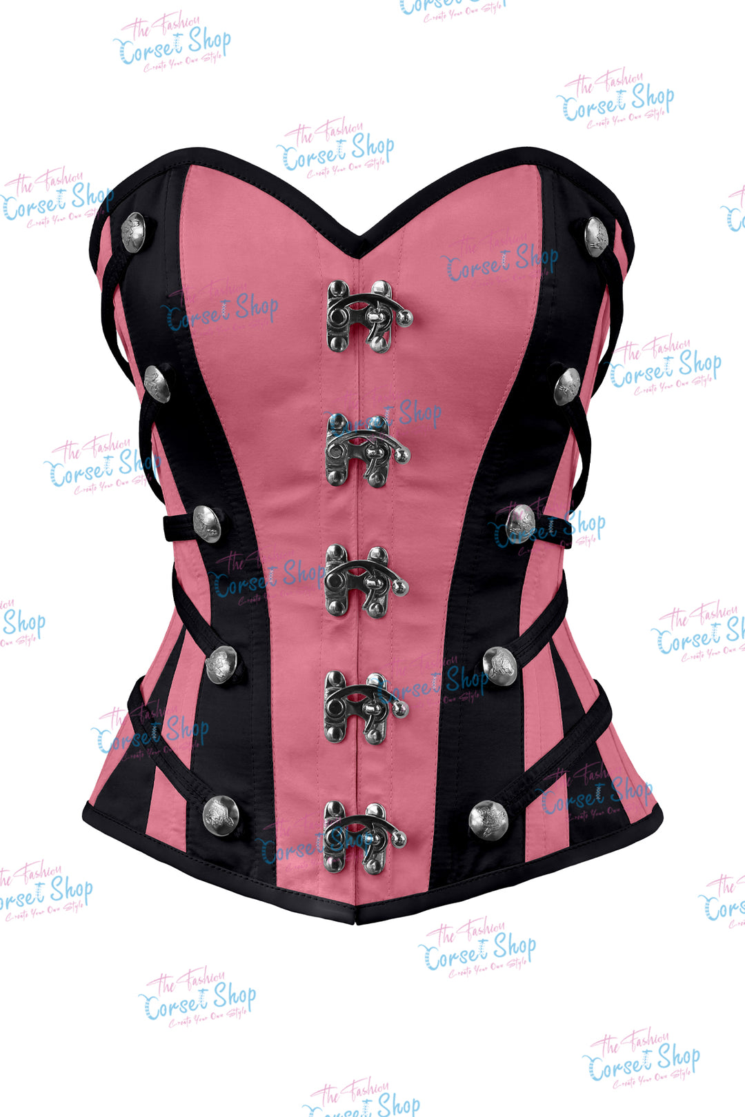 Maggie Satin Overbust Corset With Buckles