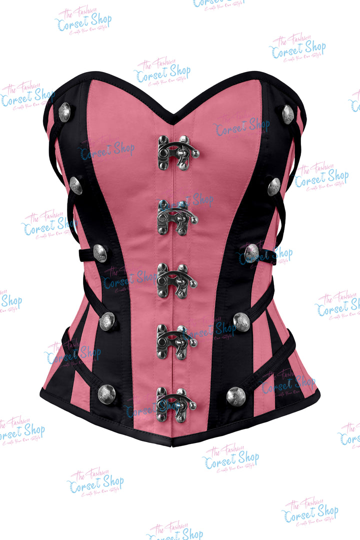 Maggie Satin Overbust Corset With Buckles