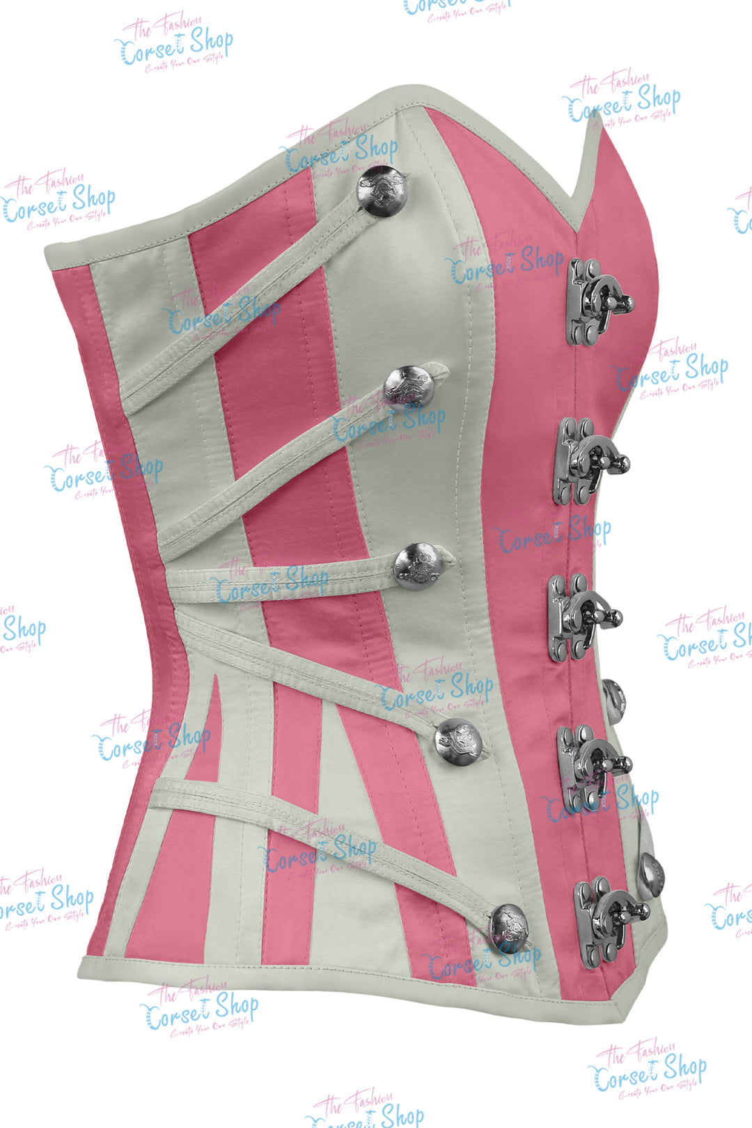 Maggie Satin Overbust Corset With Buckles