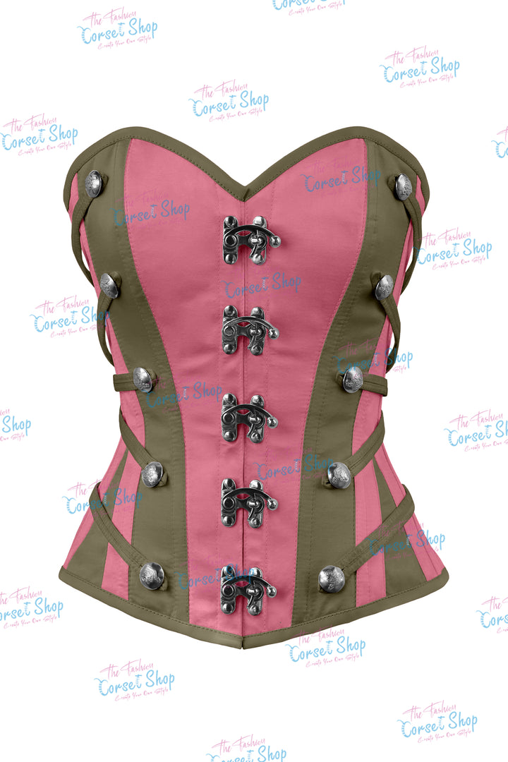 Maggie Satin Overbust Corset With Buckles