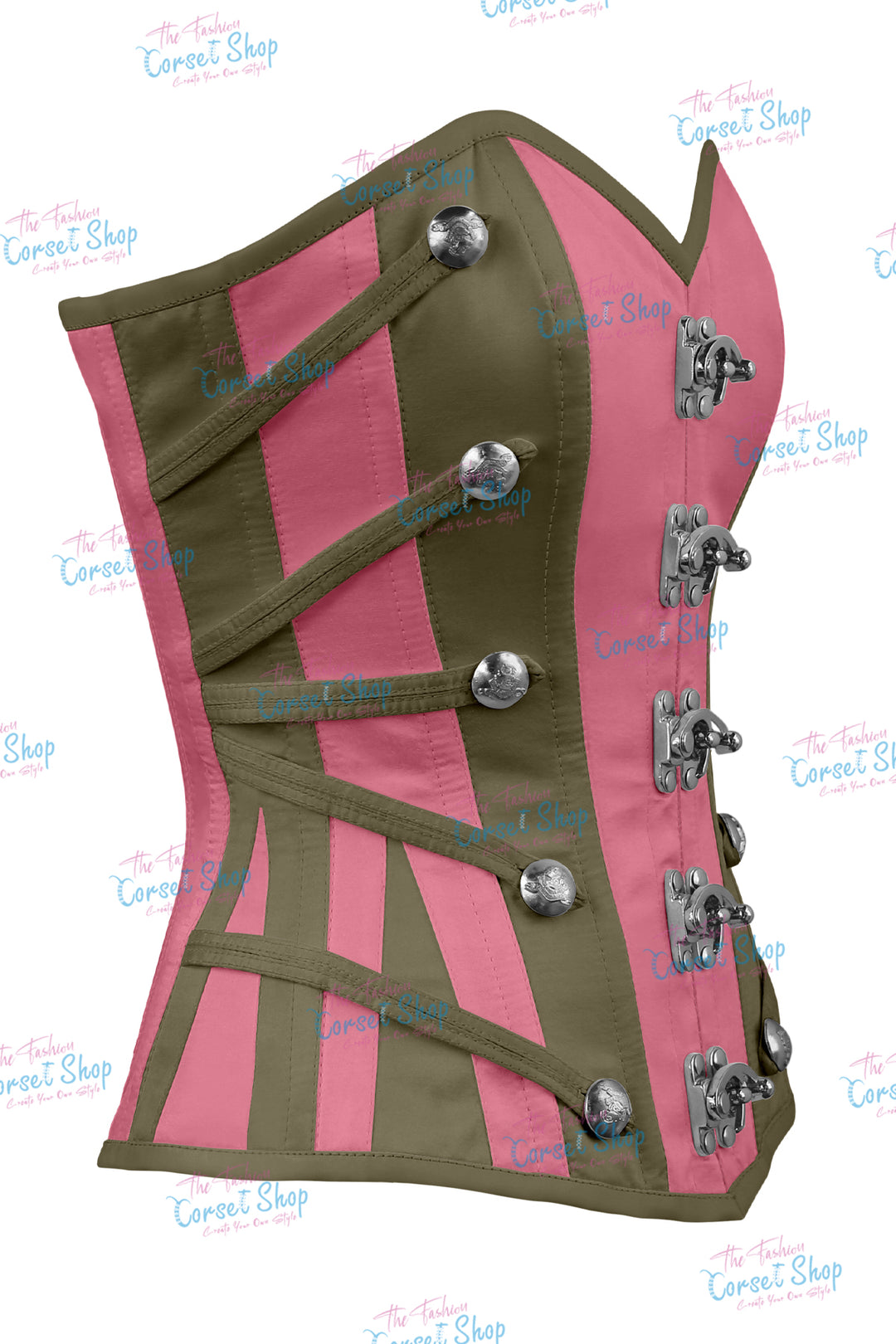 Maggie Satin Overbust Corset With Buckles