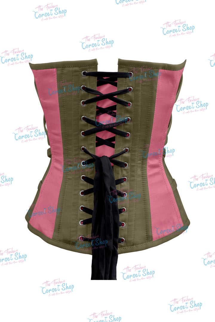 Maggie Satin Overbust Corset With Buckles