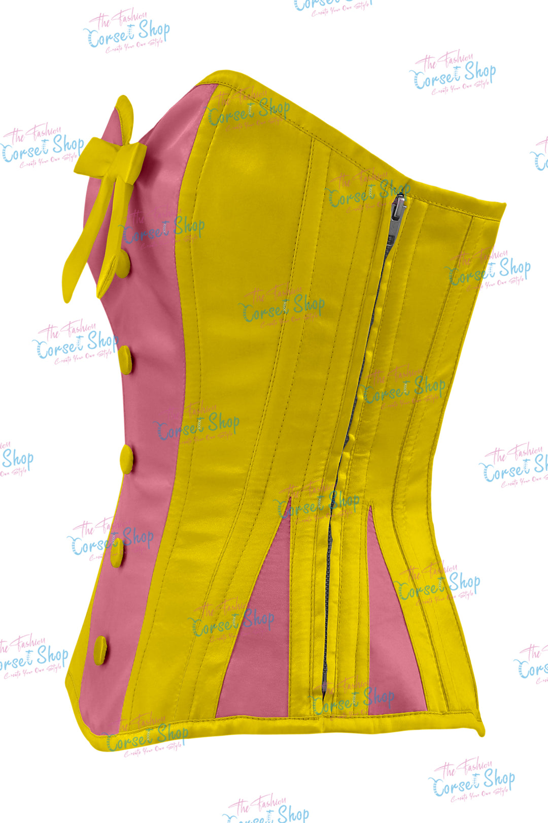 Elise Satin Steel Boned Overbust Corset With Bow