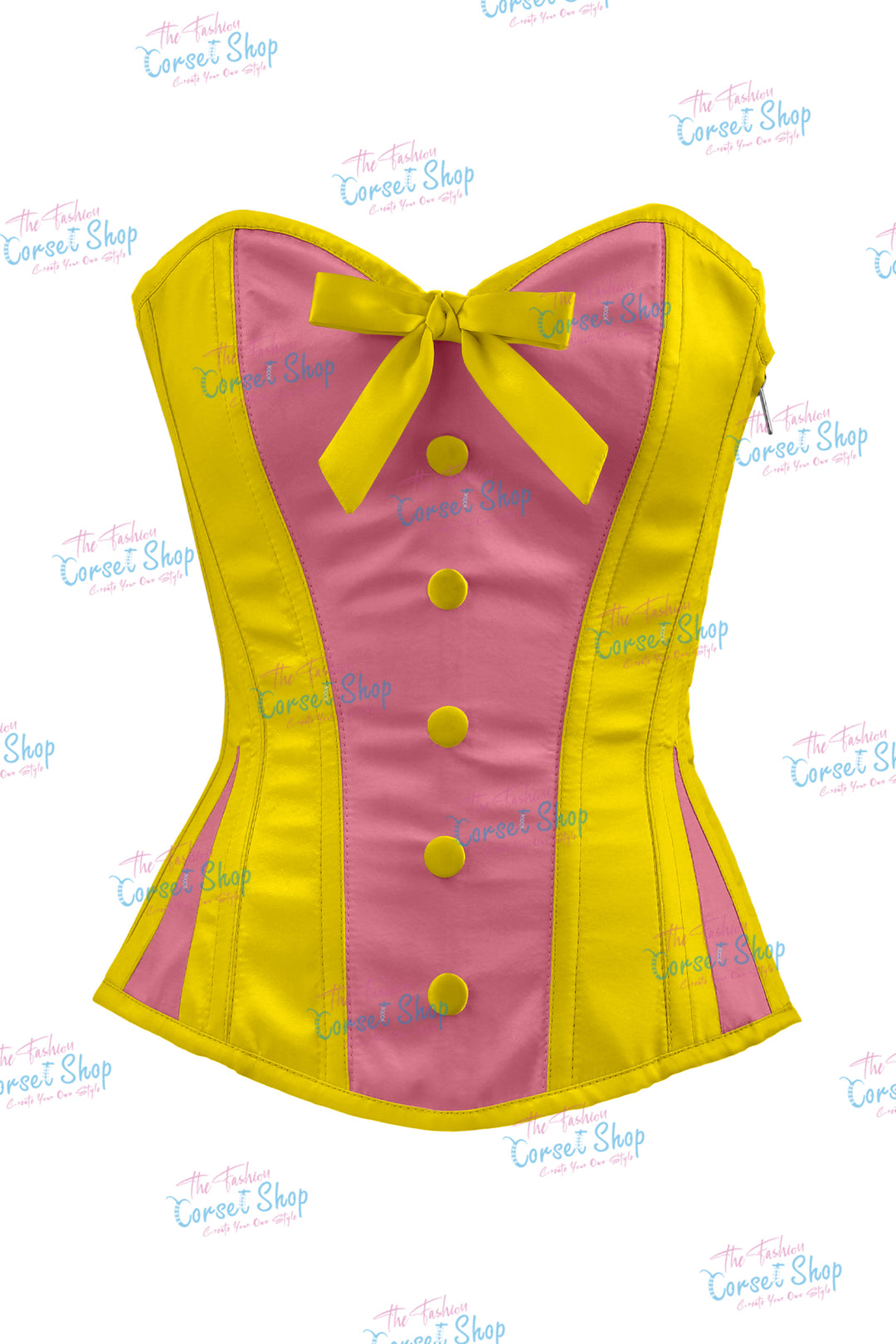 Elise Satin Steel Boned Overbust Corset With Bow