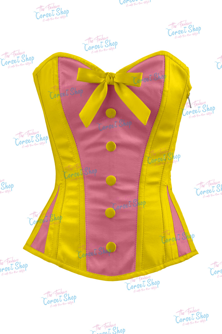 Elise Satin Steel Boned Overbust Corset With Bow