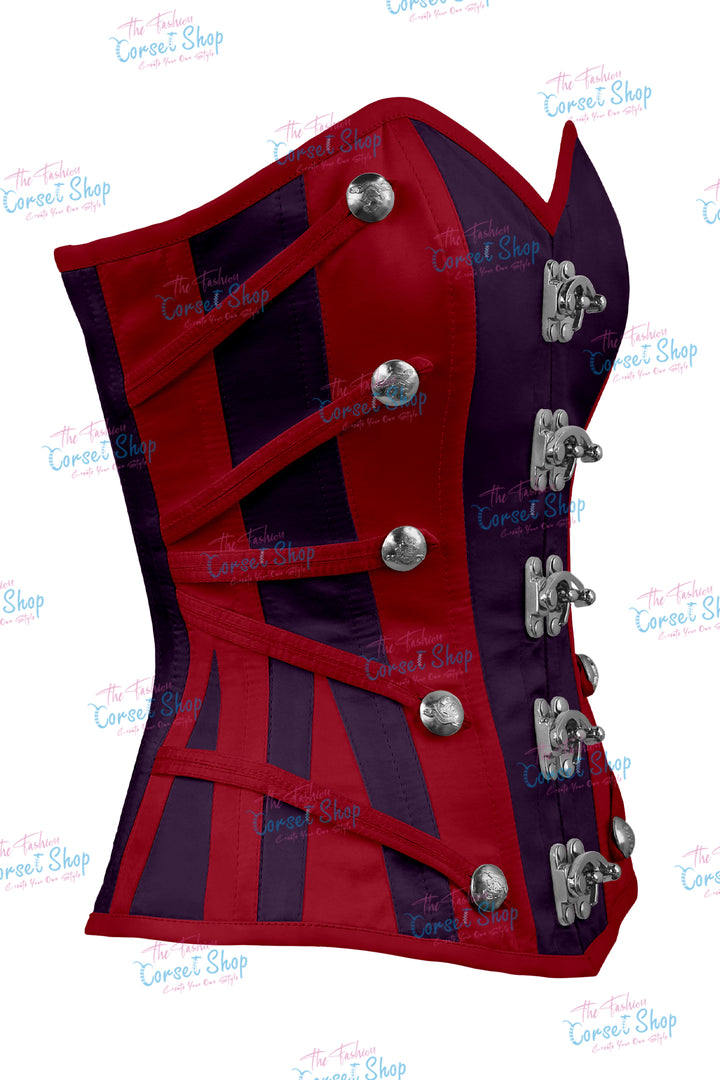 Maggie Satin Overbust Corset With Buckles