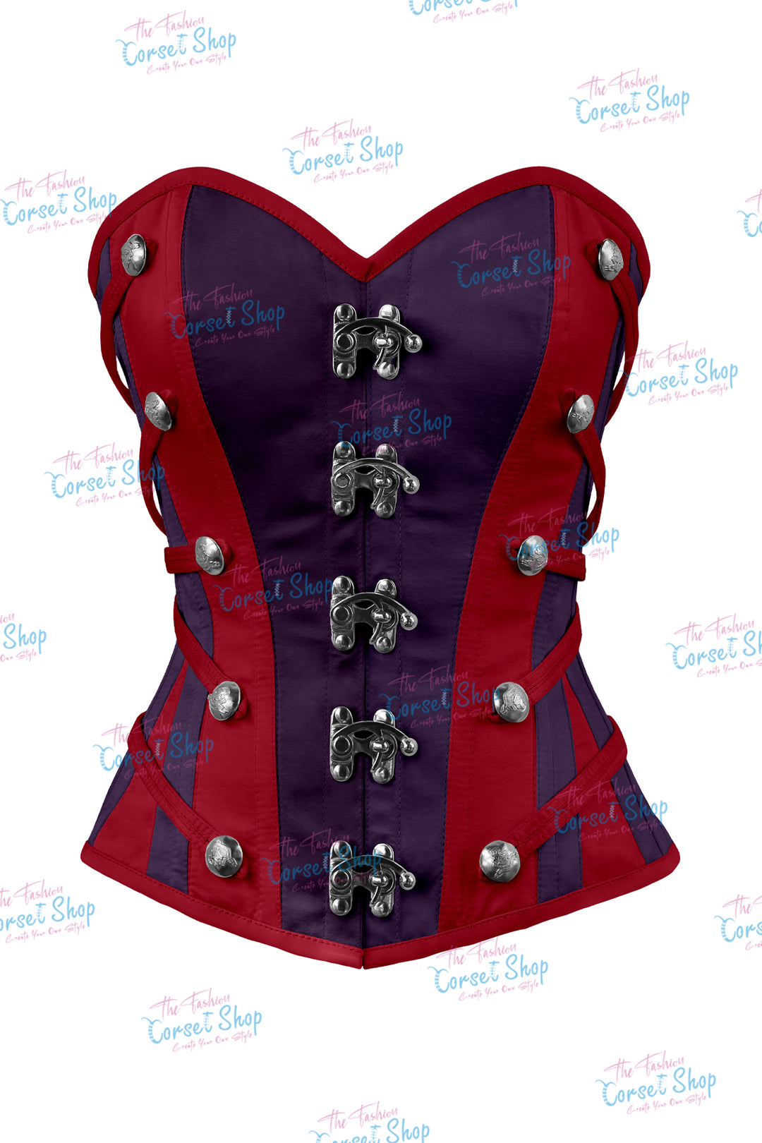 Maggie Satin Overbust Corset With Buckles