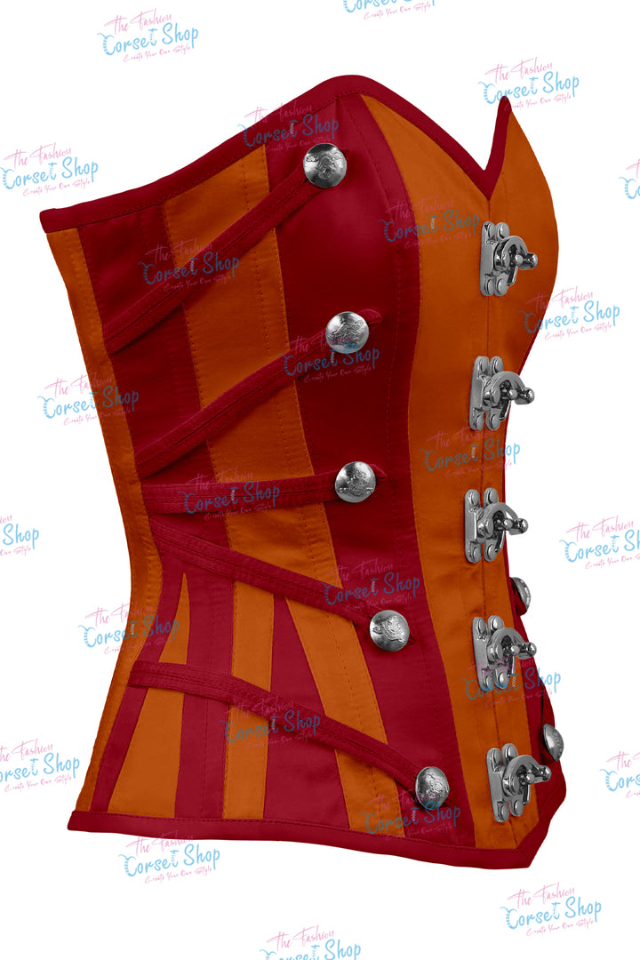 Maggie Satin Overbust Corset With Buckles