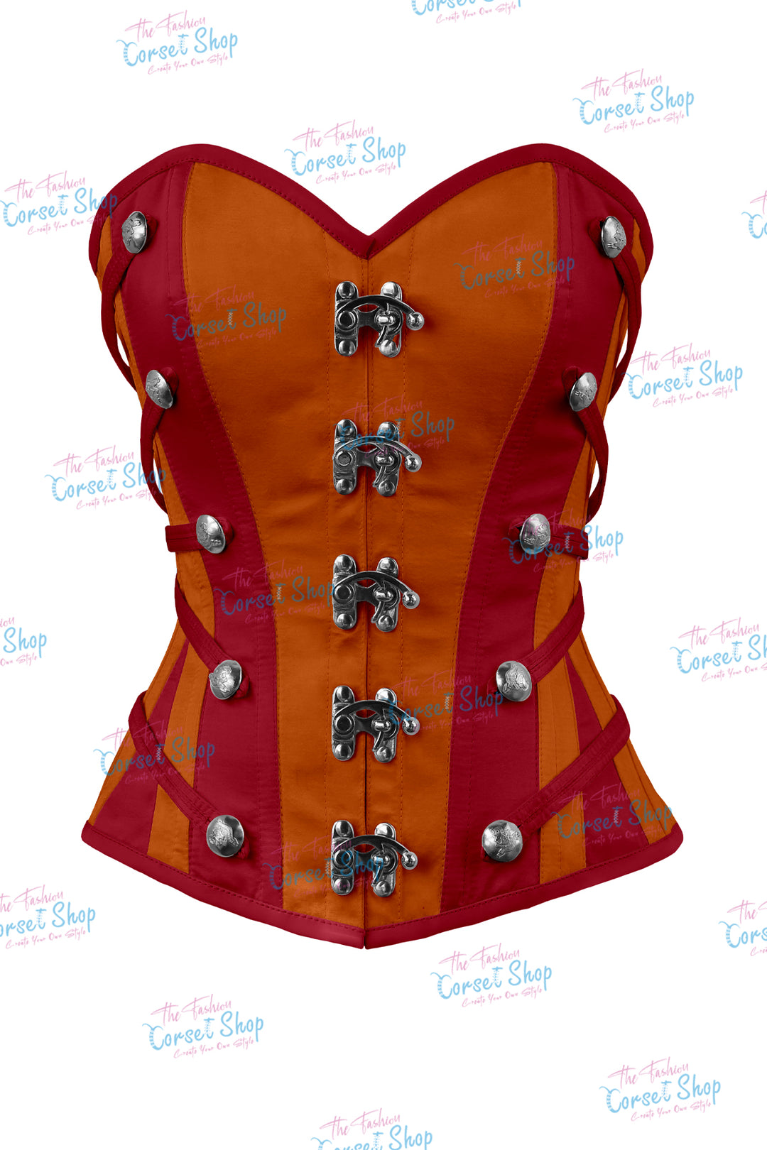 Maggie Satin Overbust Corset With Buckles