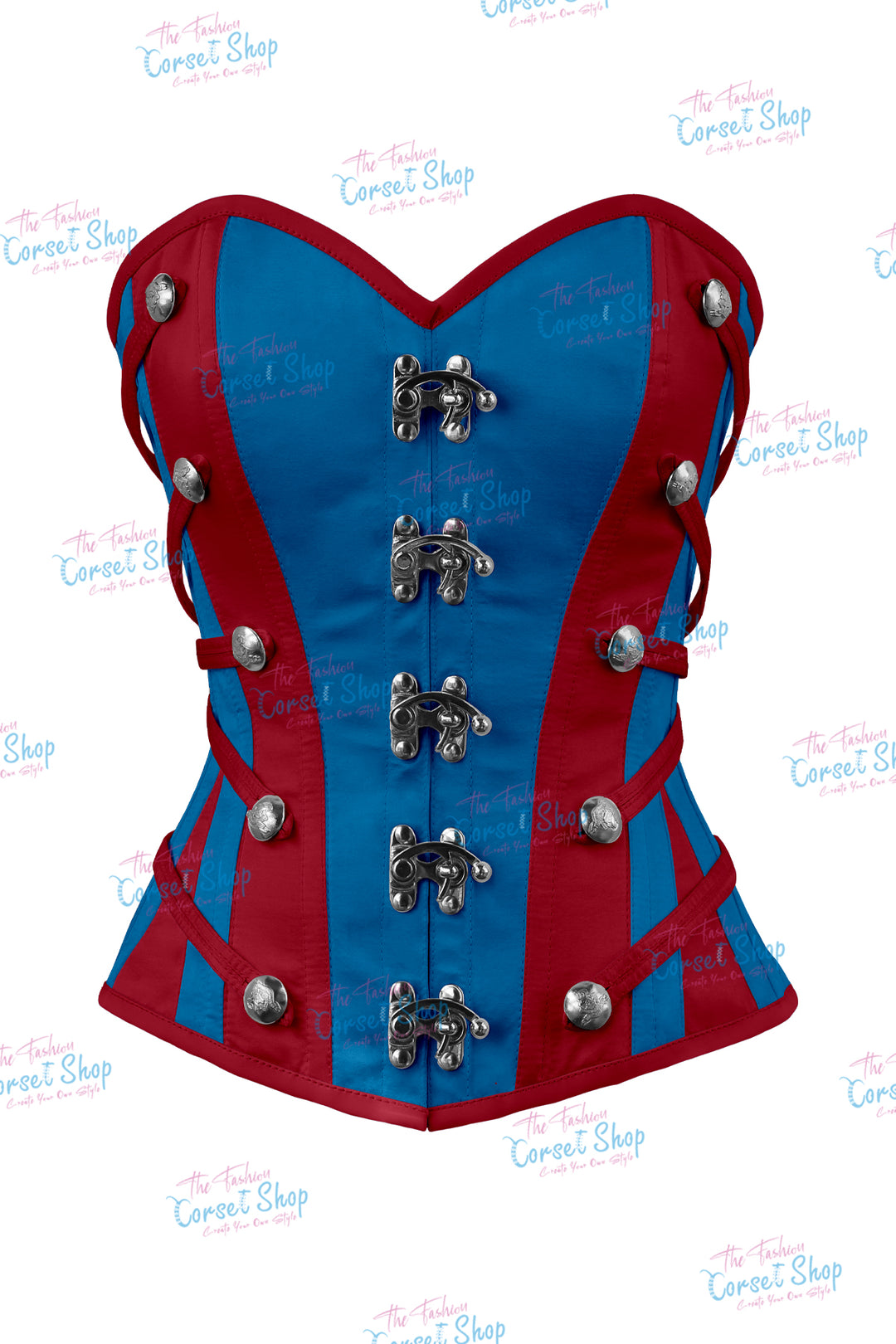 Maggie Satin Overbust Corset With Buckles