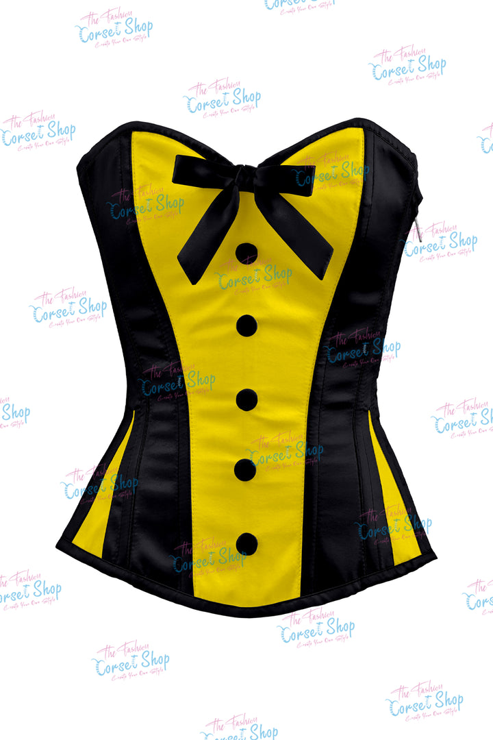 Sheryl Satin Steel Boned Overbust Corset With Bow