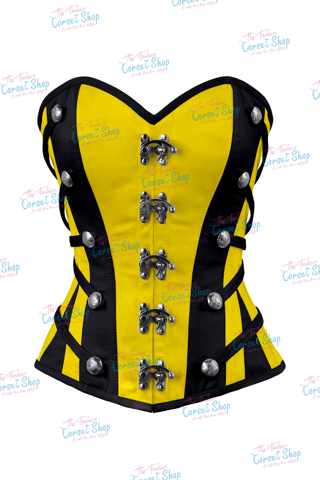 Maggie Satin Overbust Corset With Buckles