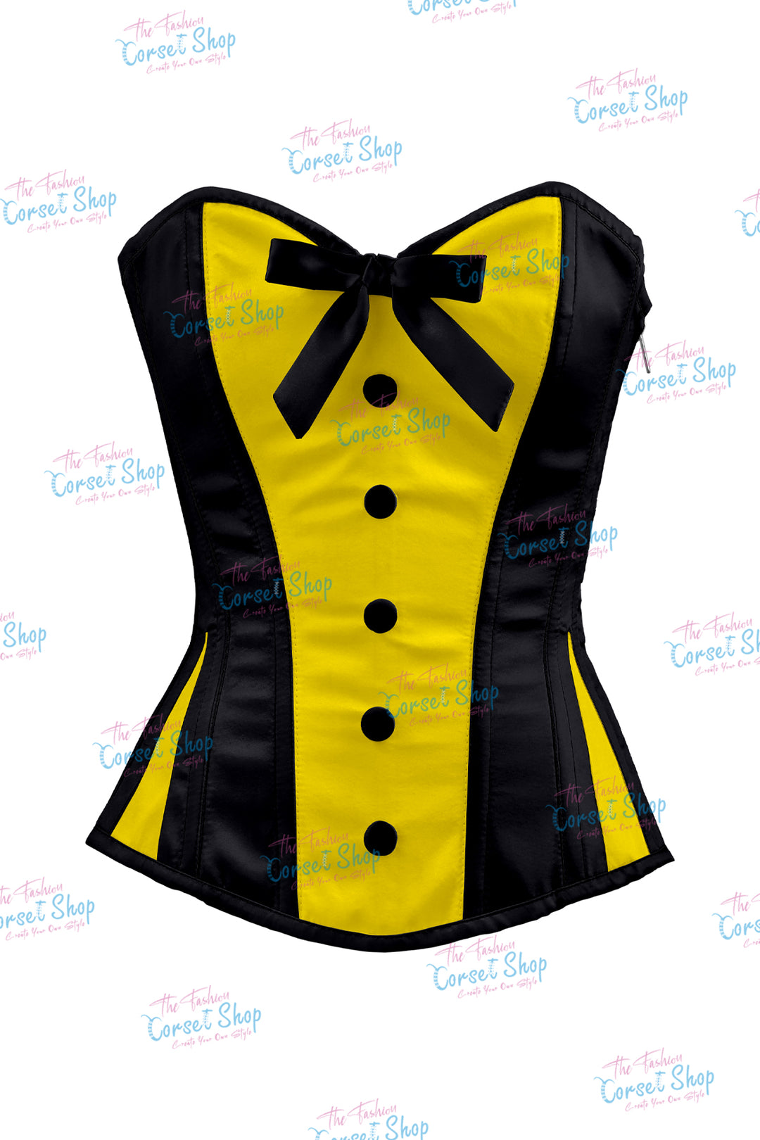 Sheryl Satin Steel Boned Overbust Corset With Bow