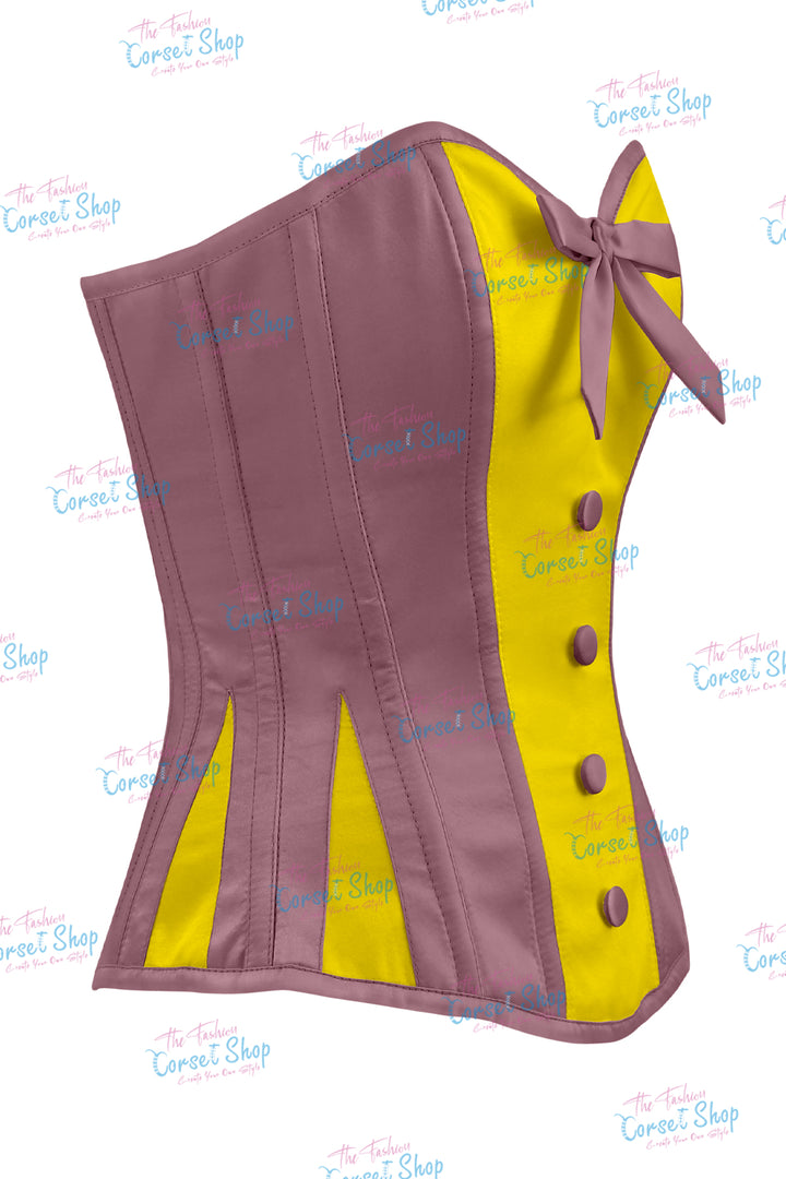 Elise Satin Steel Boned Overbust Corset With Bow