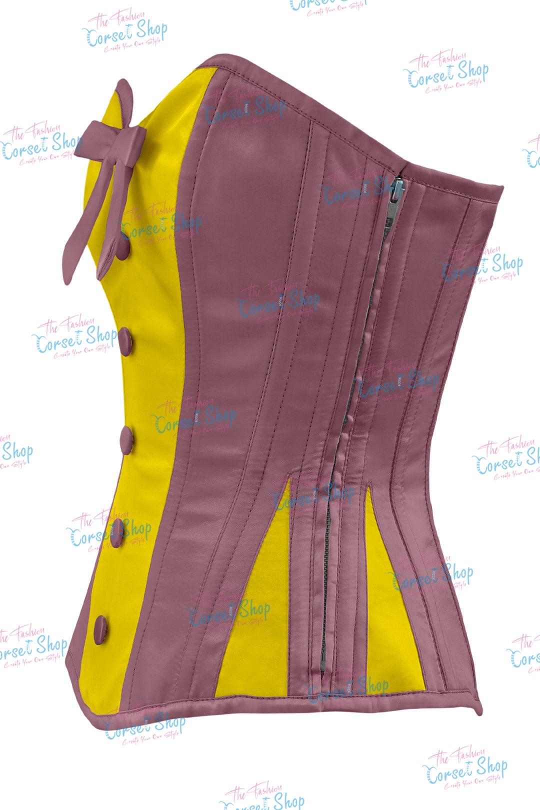 Elise Satin Steel Boned Overbust Corset With Bow