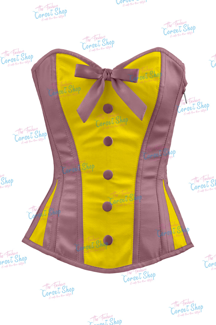 Elise Satin Steel Boned Overbust Corset With Bow