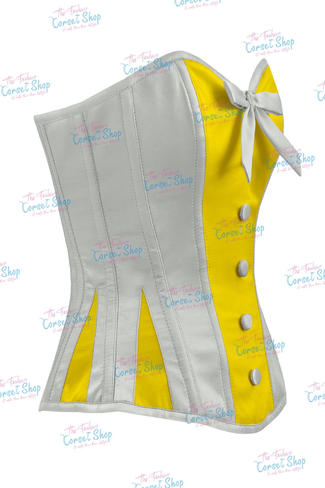 Elise Satin Steel Boned Overbust Corset With Bow
