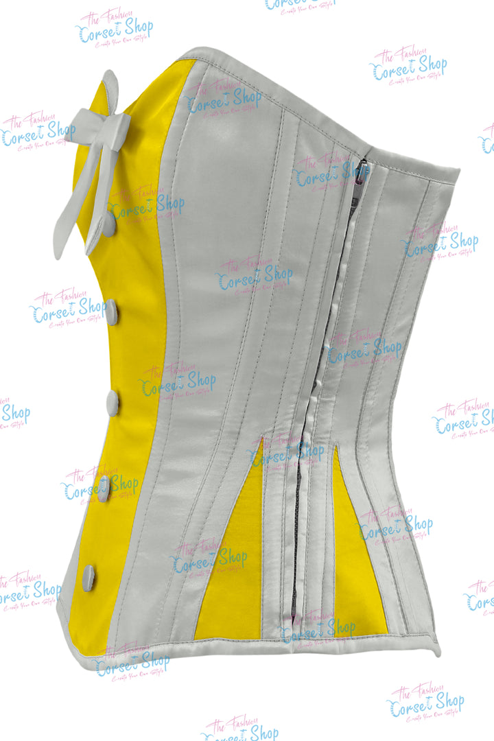 Elise Satin Steel Boned Overbust Corset With Bow