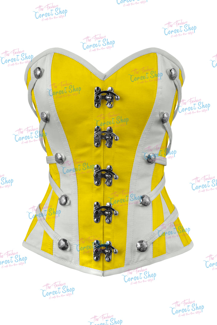 Maggie Satin Overbust Corset With Buckles