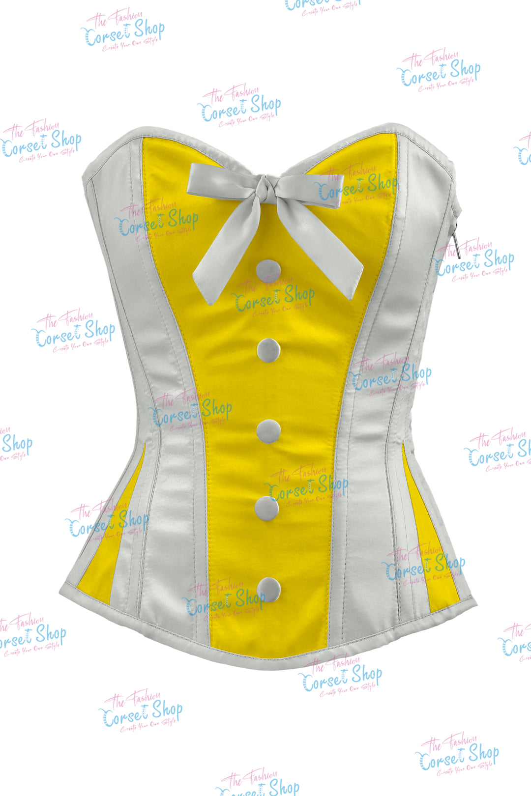 Elise Satin Steel Boned Overbust Corset With Bow