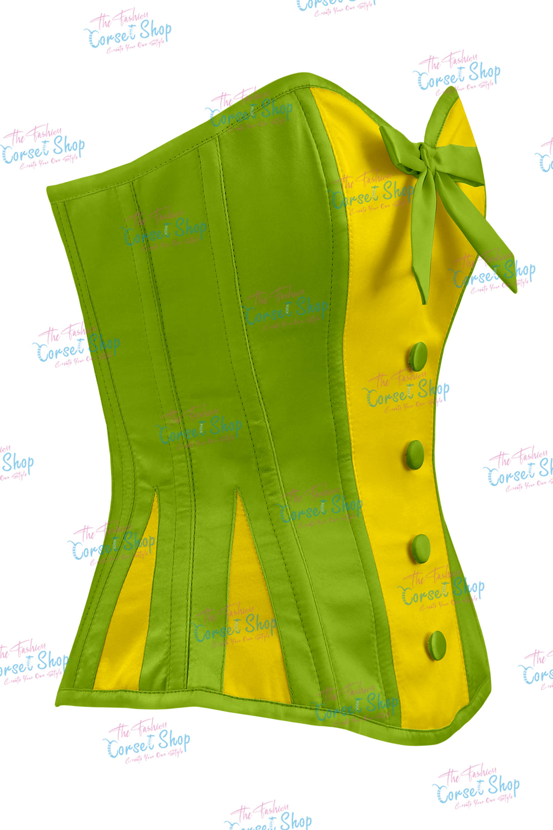 Elise Satin Steel Boned Overbust Corset With Bow