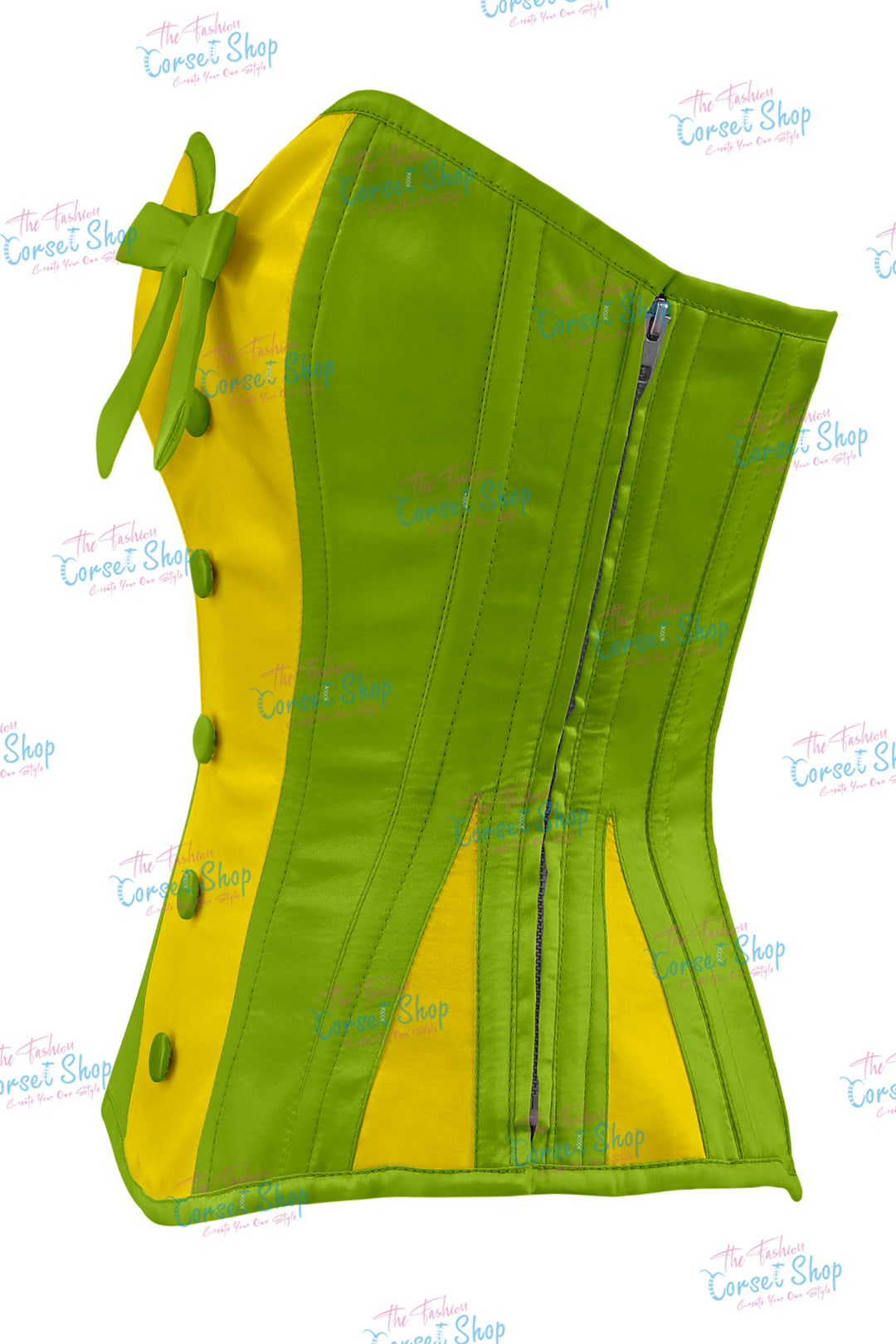 Elise Satin Steel Boned Overbust Corset With Bow