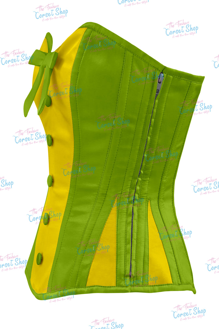 Elise Satin Steel Boned Overbust Corset With Bow