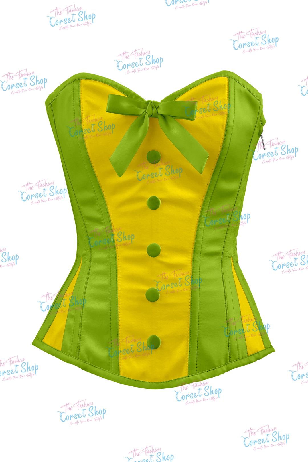 Elise Satin Steel Boned Overbust Corset With Bow