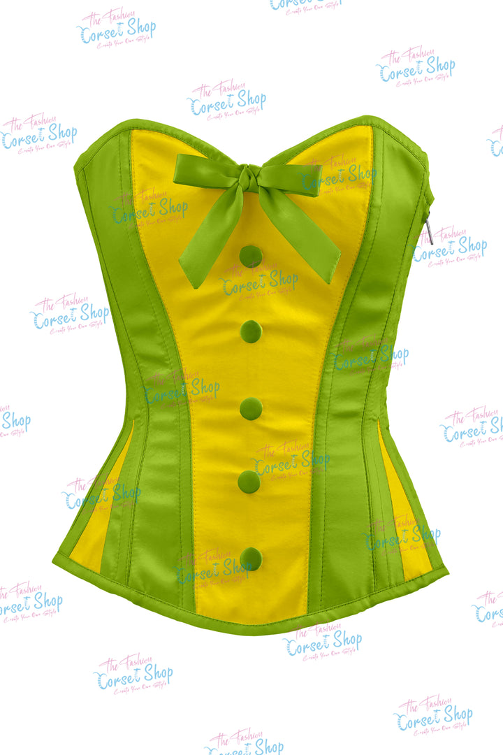 Elise Satin Steel Boned Overbust Corset With Bow