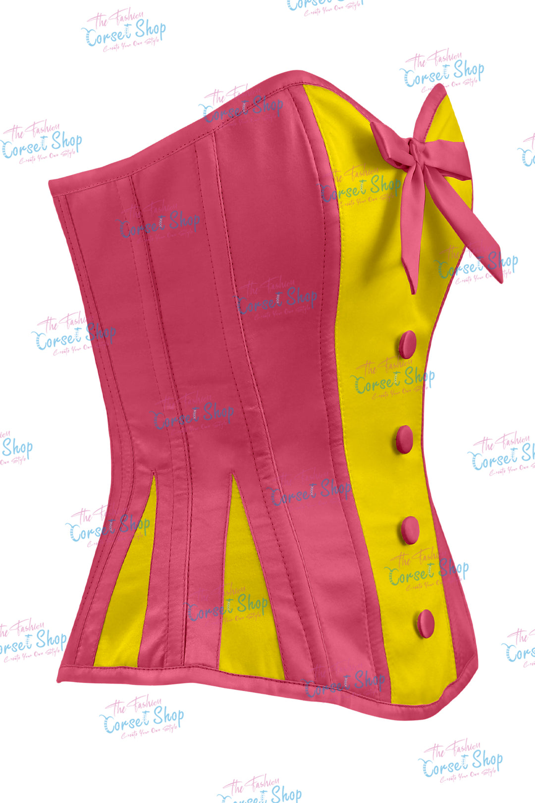 Elise Satin Steel Boned Overbust Corset With Bow
