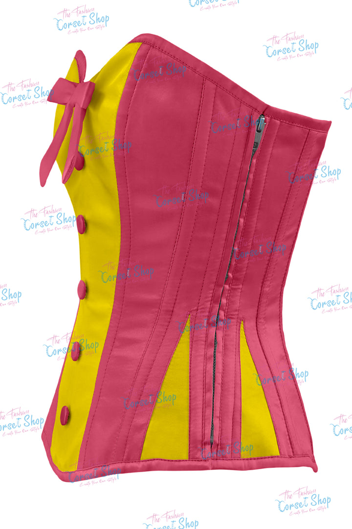 Elise Satin Steel Boned Overbust Corset With Bow