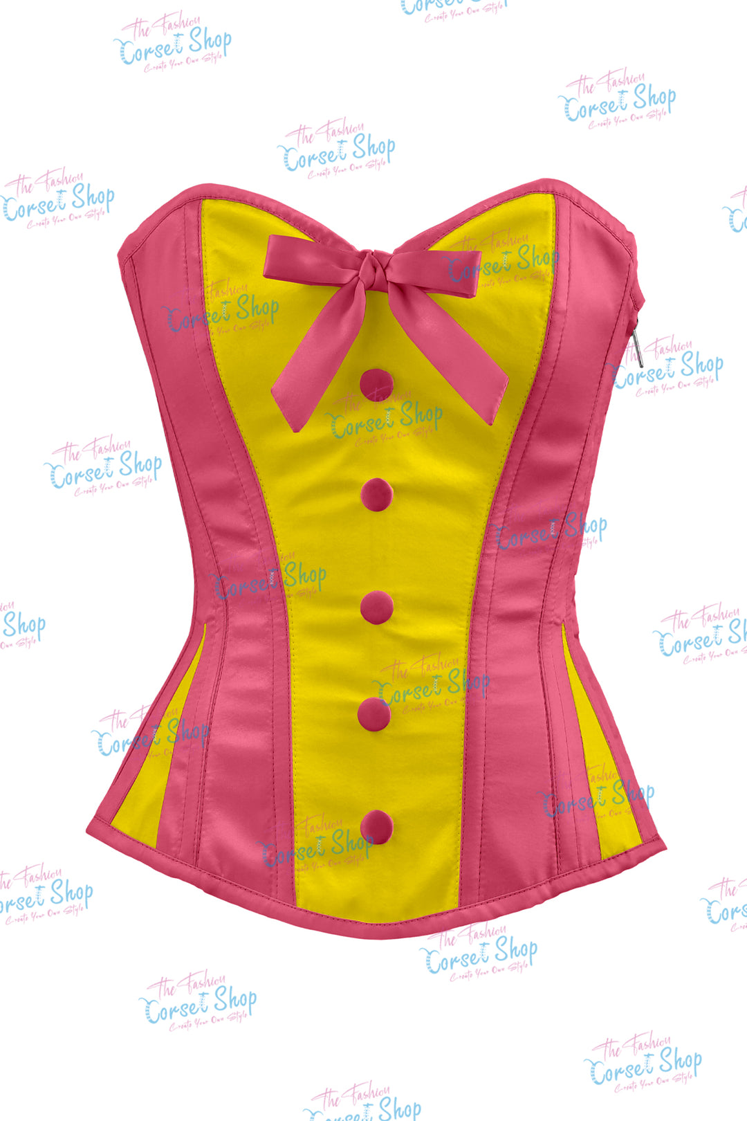 Elise Satin Steel Boned Overbust Corset With Bow
