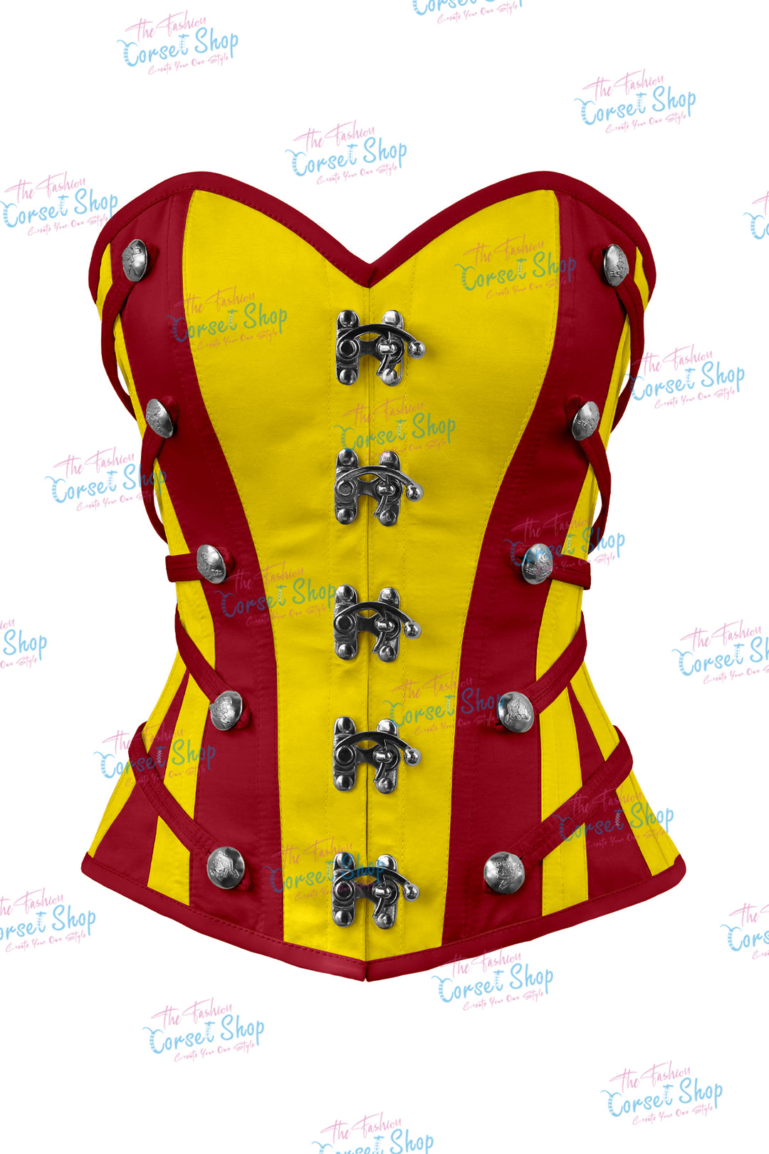 Maggie Satin Overbust Corset With Buckles